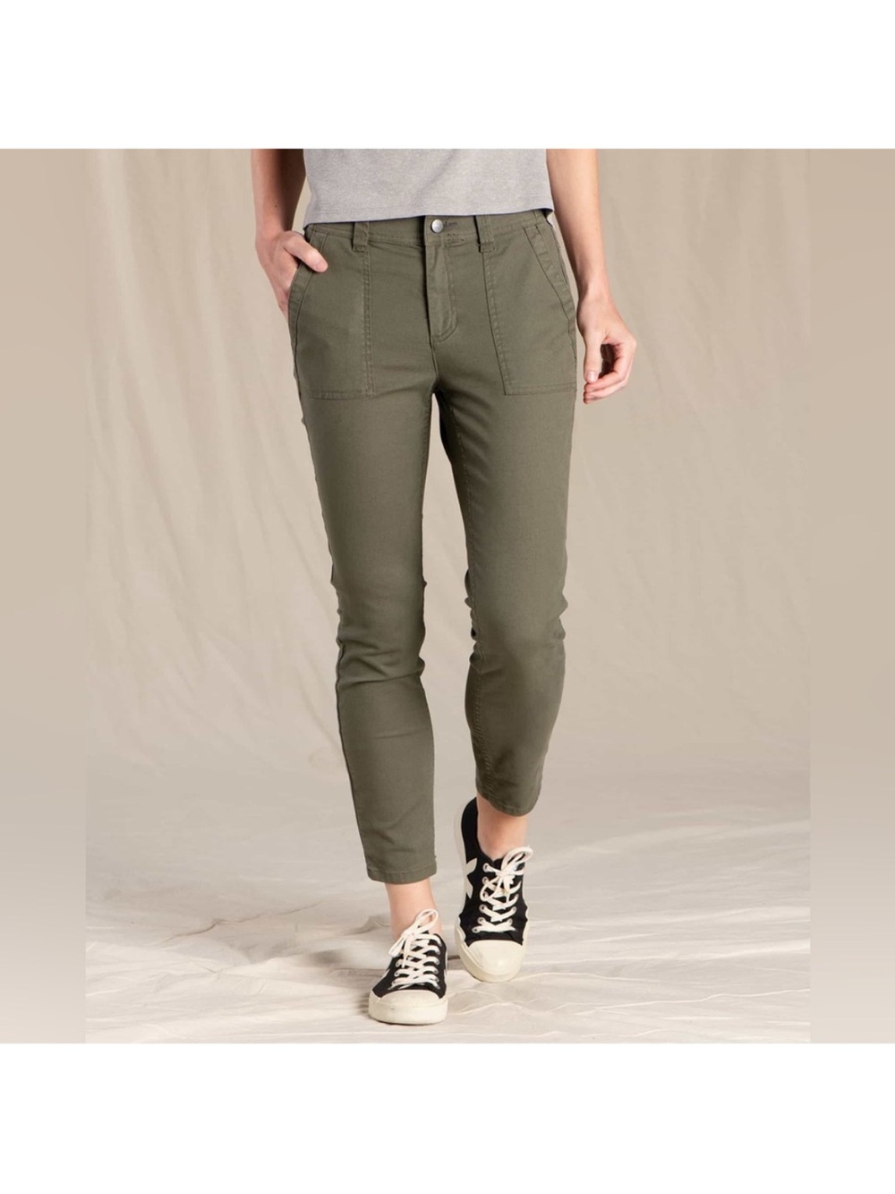 Toad and Co. Olive Green Earthworks Ankle Pants 12 Organic Cotton